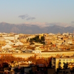 Veduta di Roma e dei Monti Lucretili dal colle del Gianicolo.